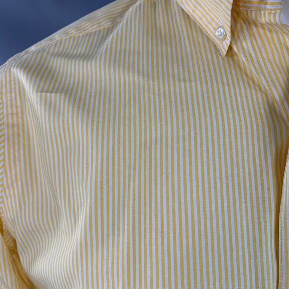 STEVEN ALAN S Yellow White Stripe Cotton Button Down Collar Long Sleeve Shirt - Picture 5 of 7